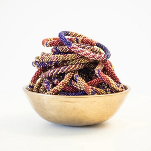 GOLD & NAVY -Original Roll-On® Bracelets, 7" round, made in Nepal #3 (3 pieces) - Picture 6 of 7